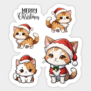 Tabby Christmas Cats Set Sticker